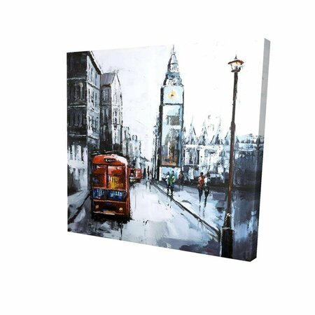 FONDO 12 x 12 in. Abstract London & Red Bus-Print on Canvas FO2787997